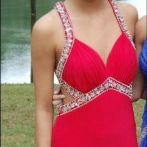 RED RHINESTONE PROM DRESS SIZE SIX